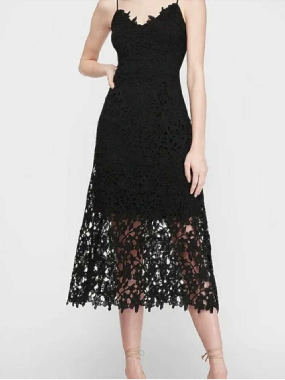 Express Women's Floral Lace Overlay Midi Dress Cocktail Wedding